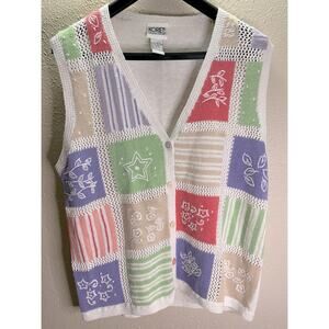 NWT Women Vintage Koret Patchwork Details Cottagecore Vests Size M